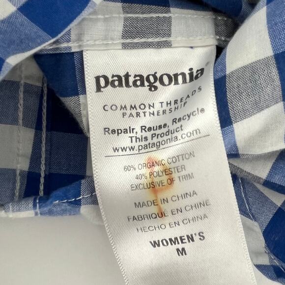 Patagonia Common Threads Button down blue check cotton blend shirt (M) - Picture 9 of 9